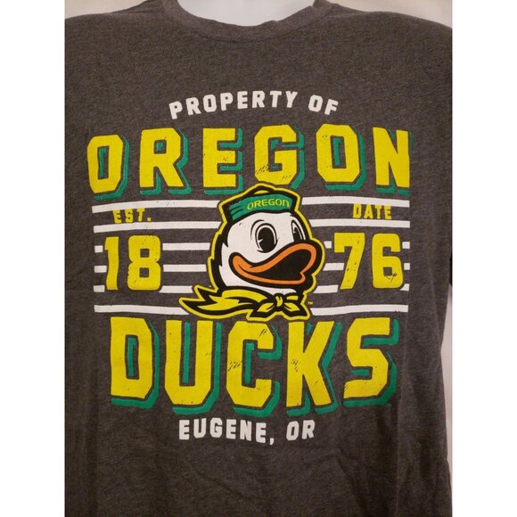 NCAA Oregon Ducks T-Shirt (M) Unisex Grey/Green/Yellow The Oregon Duck NWT - Picture 2 of 5